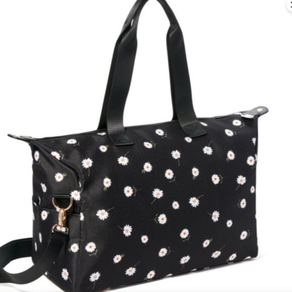 Alice +Olivia Bc daisy floral printed large duffel bag w/ crossbody strap